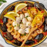 Cooking seafood paella